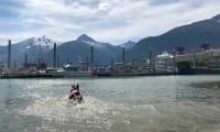 Wyatt swims in Skagway, Alaska