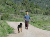 Wyatt welcomes Jim home from run.