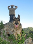 Wyatt on the rocks with Dad.