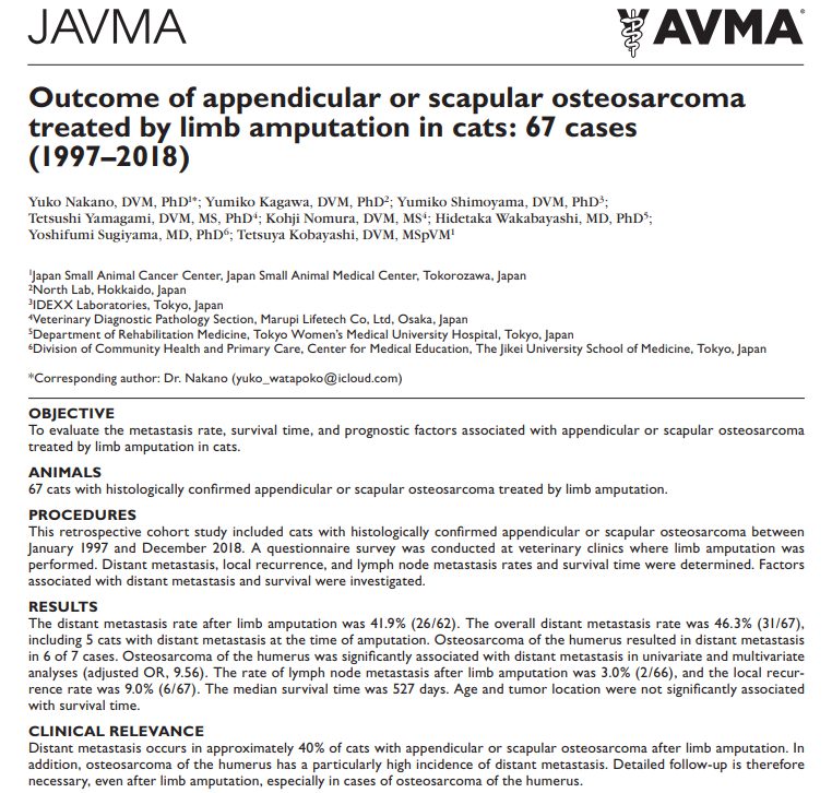 osteosarcoma metastasis in cats