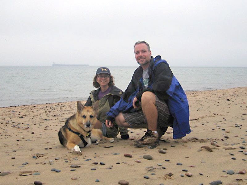 Jerry and his pack at Whitefish Point on Lake Ontario