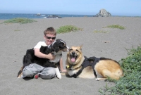 Jerry, Scout and the Caz Man at Wrights Beach, CA