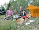 Jerry and his pack camp out at Gold Hill Lake on Vickers Ranch