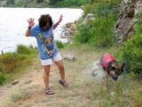 Tripawds GSD Wyatt Swims Crystal Lake