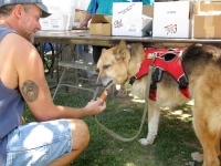 Enjoying a hot dog at the T or C Fiesta