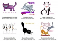 Tripawds Three Legged Cat T-shirt designs