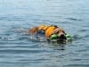 Float Coat life preserver for dogs helps three-legged dog Bailey swim